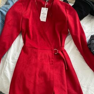 Brand NWT Zara Red Suede Skort Romper
